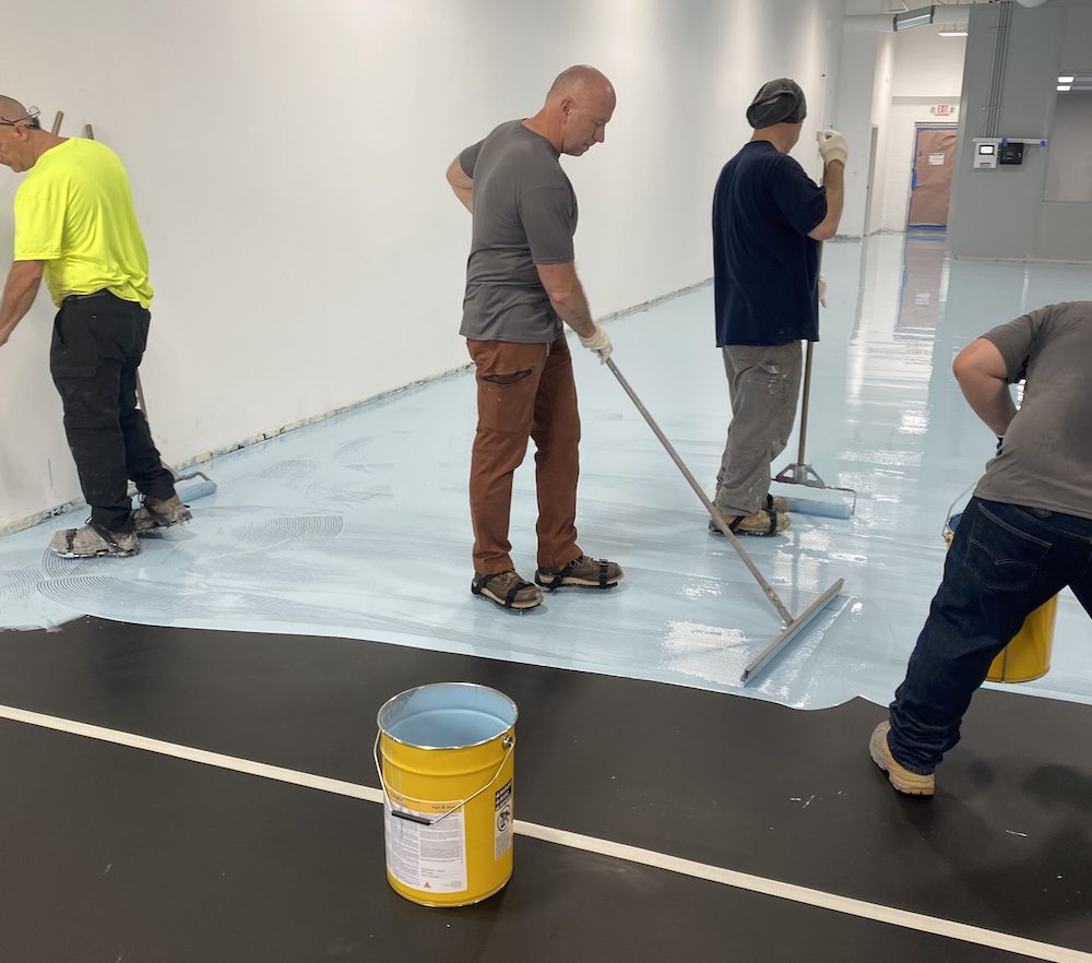 ESD conductive epoxy flooring installed in automotive battery factory