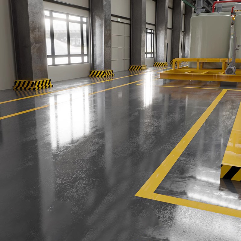 Thin-film epoxy floor coating applied in a light-duty standard storage warehouse