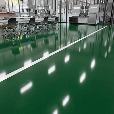 UV resistant epoxy flooring system with durable surface protection and color stability